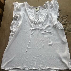 Women's White Top with Lace-Up Detail
